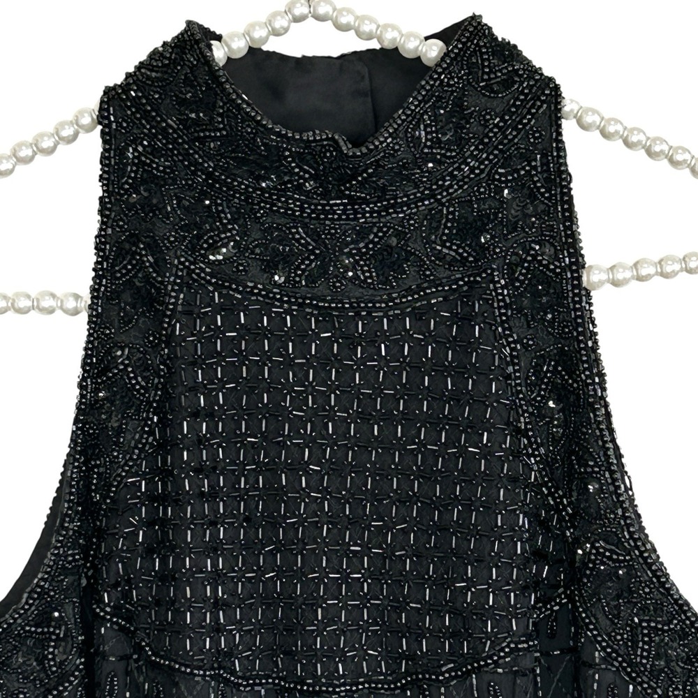 Vintage Papell Boutique Silk Beaded Halter Tank Top PM Fairy Whimsigoth Formal - Picture 3 of 13